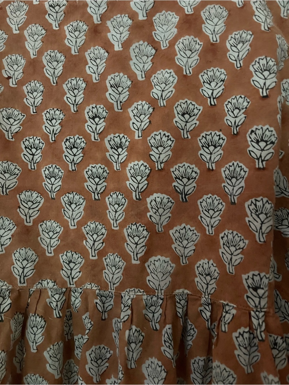 SOLD Karni Hand Block Printed Indian Floral Cotton Dress Free Size (3X) - Picture 5 of 8